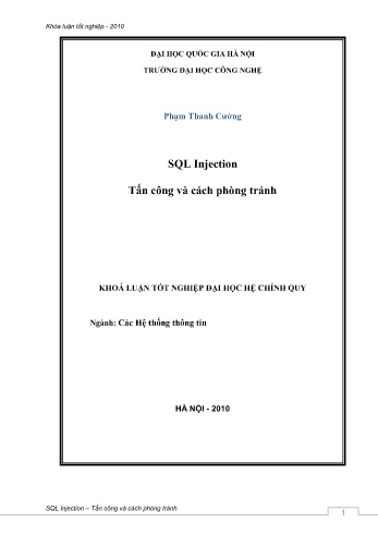 Khóa luận SQL Injection - Tấn công và cách phòng tránh