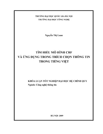 Khóa luận Tìm hiểu mô hình CRF và ứng dụng trong trích chọn thông tin trong tiếng Việt