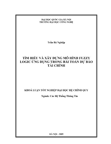 Khóa luận Tìm hiểu và xây dựng mô hình fuzzy logic ứng dụng trong bài toán dự báo tài chính