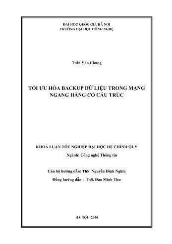 Khóa luận Tối ưu hóa backup dữ liệu trong mạng ngang hàng có cấu trúc