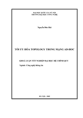 Khóa luận Tối ưu hóa topology trong mạng AD-HOC
