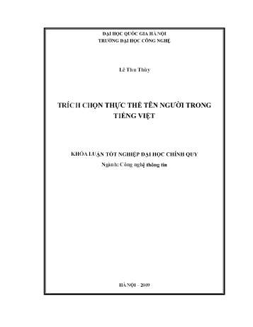 Khóa luận Trích chọn thực thể tên người trong tiếng Việt