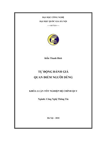 Khóa luận Tự động đánh giá quan điểm người dùng