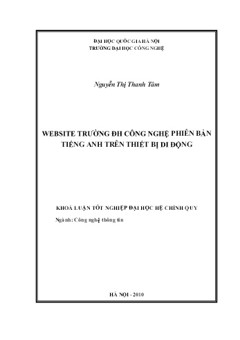 Khóa luận Website trường Đại học công nghệ phiên bản tiếng Anh trên thiết bị di động