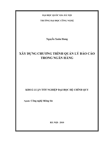 Khóa luận Xây dựng chương trình quản lý Báo cáo trong ngân hàng