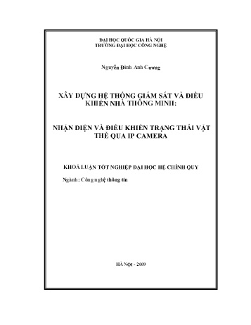 Khóa luận Xây dựng hệ thống giám sát và điều khiển nhà thông minh: Nhận diện và điều khiển trạng thái vật thể qua IP camera