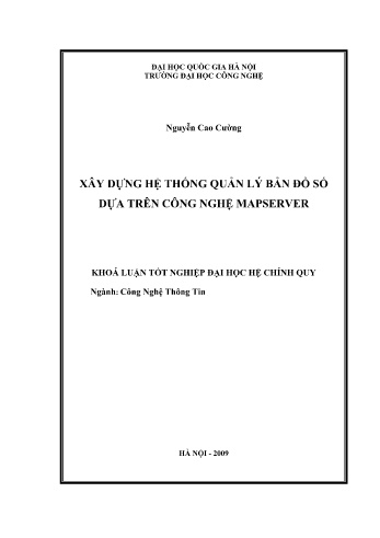 Khóa luận Xây dựng hệ thống quản lý bản đồ số dựa trên công nghệ MapServer