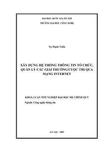 Khóa luận Xây dựng hệ thống thông tin tổ chức, quản lý các giải thưởng/cuộc thi qua mạng Internet