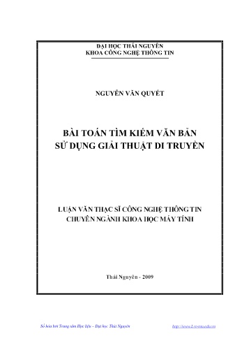 Luận văn Bài toán tìm kiếm văn bản sử dụng giải thuật di truyền