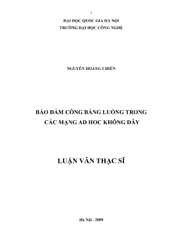 Luận văn Bảo đảm công bằng luồng trong các mạng Ad Hoc không dây