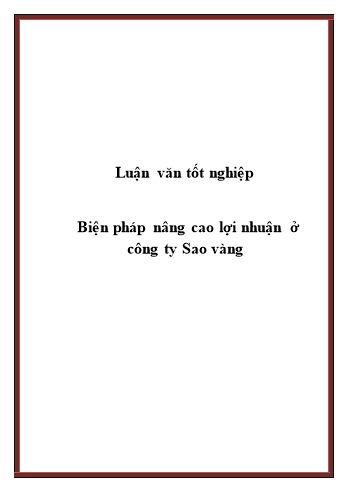 Luận văn Biện pháp nâng cao lợi nhuận ở Công ty Sao vàng