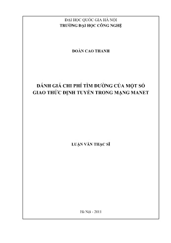 Luận văn Đánh giá chi phí tìm đường của một số giao thức định tuyến trong mạng manet