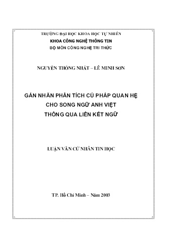 Luận văn Gán nhãn phân tích cú pháp quan hệ cho song ngữ Anh Việt thông qua liên kết ngữ