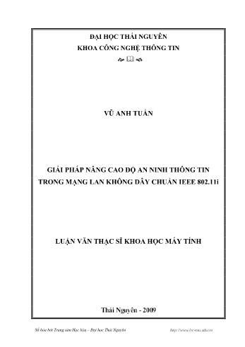 Luận văn Giải pháp nâng cao độ an ninh thông tin trong mạng LAN không dây chuẩn IEEE 802.11i