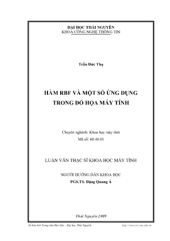 Luận văn Hàm RBF và một số ứng dụng trong đồ họa máy tính