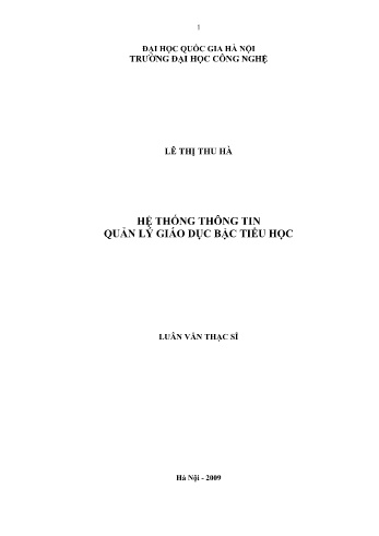 Luận văn Hệ thống thông tin quản lý giáo dục bậc Tiểu học