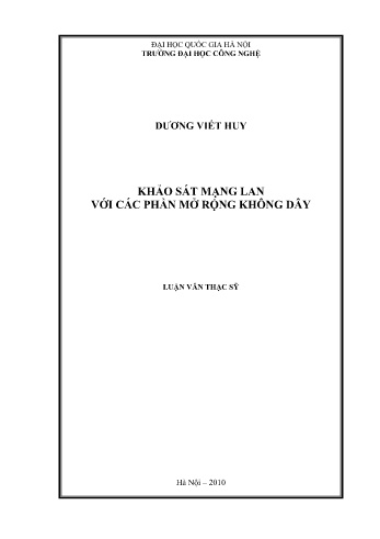 Luận văn Khảo sát mạng LAN với các phần mở rộng không dây