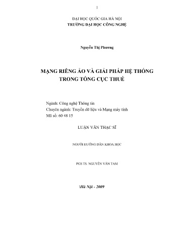 Luận văn Mạng riêng ảo và giải pháp hệ thống trong tổng cục thuế
