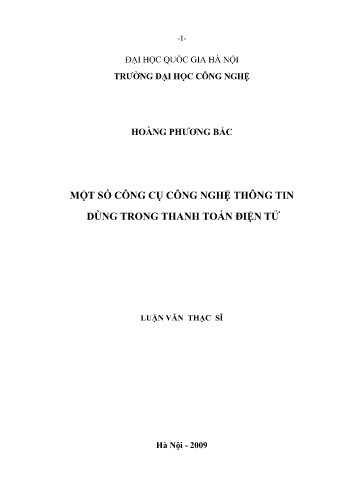 Luận văn Một số công cụ công nghệ thông tin dùng trong thanh toán điện tử