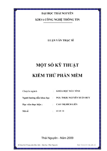 Luận văn Một số kỹ thuật kiểm thử phần mềm