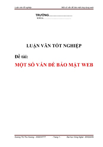 Luận văn Một số vấn đề bảo mật web