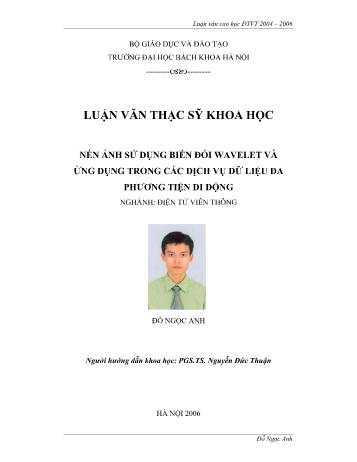 Luận văn Nén ảnh sử dụng biến đổi wavelet và ứng dụng trong các dịch vụ dữ liệu đa phương tiện di động