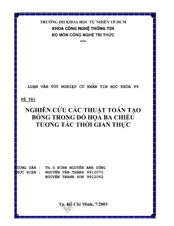 Luận văn Nghiên cứu các thuật toán tạo bóng trong đồ họa ba chiều tương tác thời gian thực
