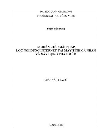 Luận văn Nghiên cứu giải pháp lọc nội dung Internet tại máy tính cá nhân và xây dựng phần mềm
