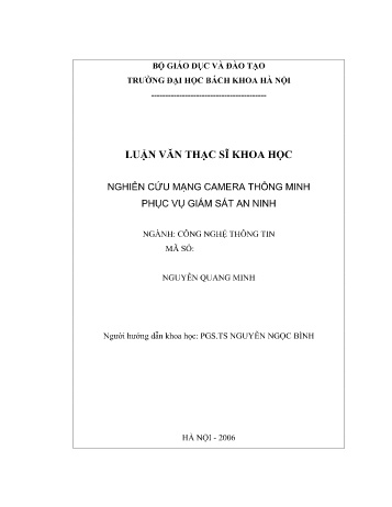 Luận văn Nghiên cứu mạng camera thông minh phục vụ giám sát an ninh