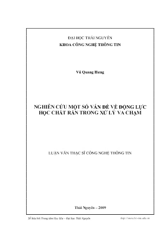 Luận văn Nghiên cứu một số vấn đề về động lực học chất rắn trong xử lý va chạm