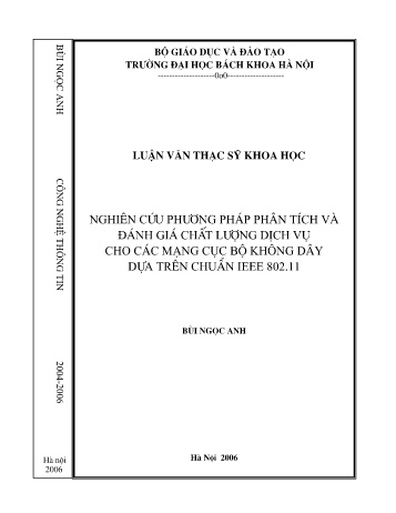 Luận văn Nghiên cứu phương pháp phân tích và đánh giá chất lượng dịch vụ cho các mạng cục bộ không dây dựa trên chuẩn IEEE