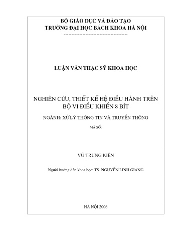 Luận văn Nghiên cứu, thiết kế hệ điều hành trên bộ vi điều khiển 8 bít
