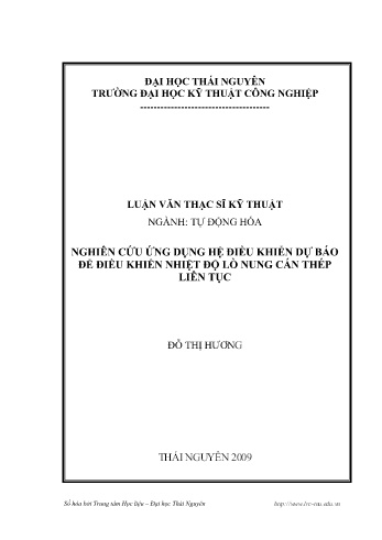 Luận văn Nghiên cứu ứng dụng hệ điều khiển dự báo để điều khiển nhiệt độ lò nung cán thép liên tục