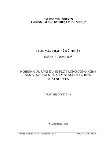 Luận văn Nghiên cứu ứng dụng PLC trong công nghệ sản xuất tại Nhà máy xi măng La Hiên Thái Nguyên