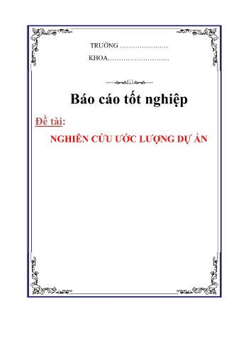 Luận văn Nghiên cứu ước lượng dự án