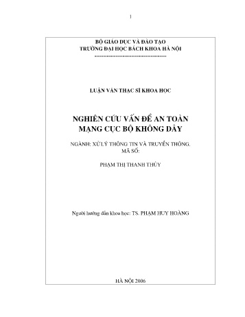 Luận văn Nghiên cứu vấn đề an toàn mạng cục bộ không dây