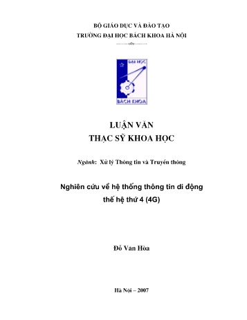 Luận văn Nghiên cứu về hệ thống thông tin di động thế hệ thứ 4 (4G)