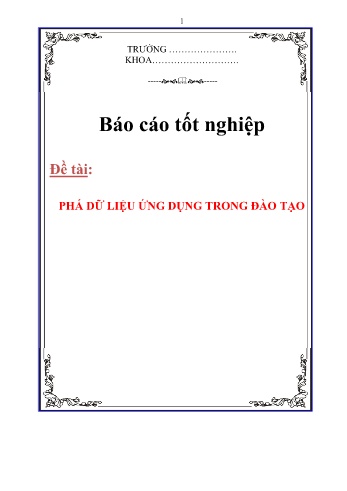 Luận văn Phá dữ liệu ứng dụng trong đào tạo