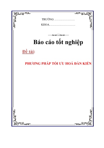Luận văn Phương pháp tối ưu hoá đàn kiến