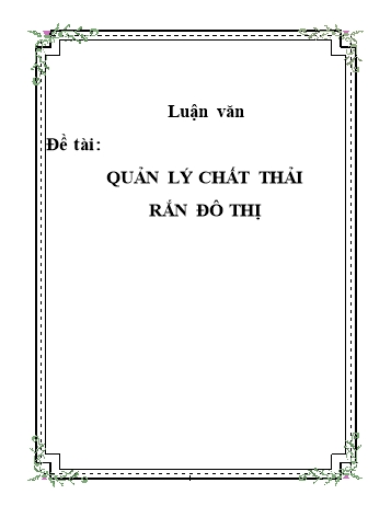 Luận văn Quản lý chất thải rắn đô thị