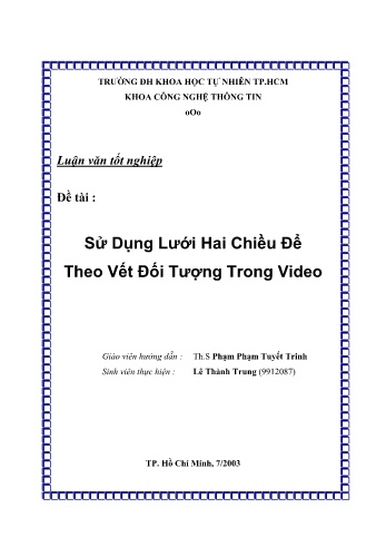 Luận văn Sử dụng lưới hai chiều để theo vết đối tượng trong video