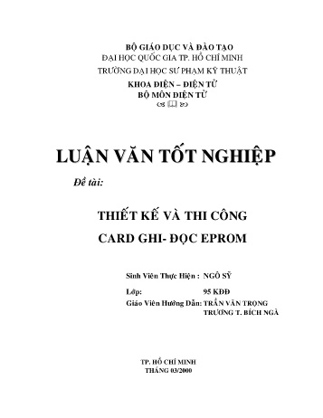 Luận văn Thiết kế và thi công Card ghi - Đọc EPROM