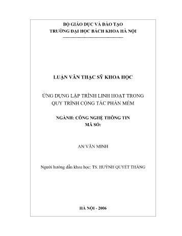 Luận văn Ứng dụng lập trình linh hoạt trong quy trình cộng tác phần mềm