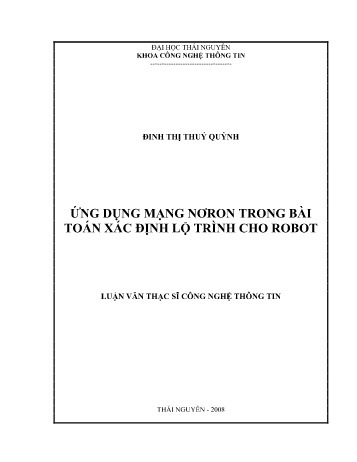 Luận văn Ứng dụng mạng nơron trong bài toán xác định lộ trình cho robot