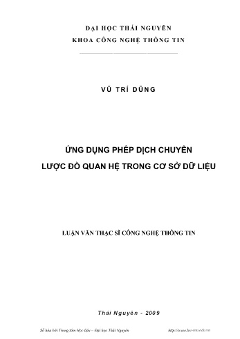 Luận văn Ứng dụng phép dịch chuyển lược đồ quan hệ trong cơ sở dữ liệu