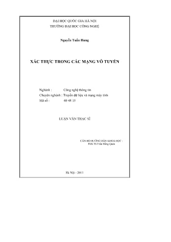 Luận văn Xác thực trong các mạng vô tuyến