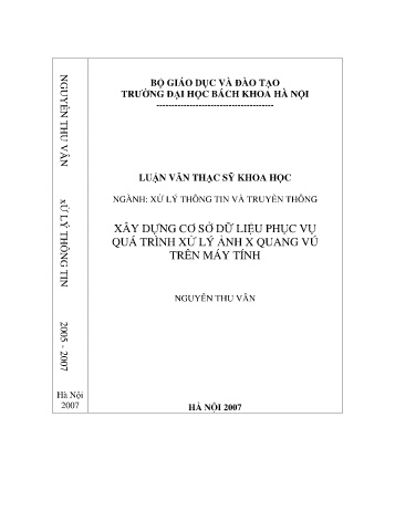 Luận văn Xây dựng cơ sở dữ liệu phục vụ quá trình xử lý ảnh X quang vú trên máy tính
