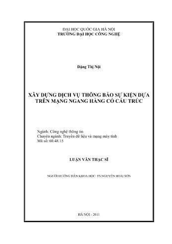 Luận văn Xây dựng dịch vụ thông báo sự kiện dựa trên mạng ngang hàng có cấu trúc