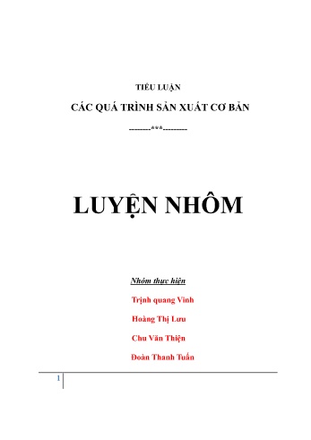 Tiểu luận Các quá trình sản xuất cơ bản luyện nhôm