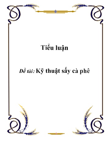 Tiểu luận Kỹ thuật sấy cà phê